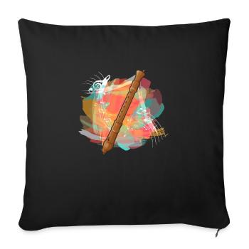 Musicien d'instruments de musique flûte à bec coloré - Housse de coussin décorative 45 x 45 cm - noir - Devant