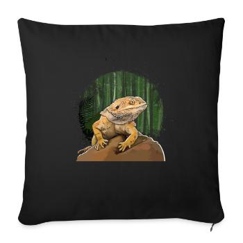Les reptiles dragons barbus drôles aiment les animaux - Housse de coussin décorative 45 x 45 cm - noir - Devant