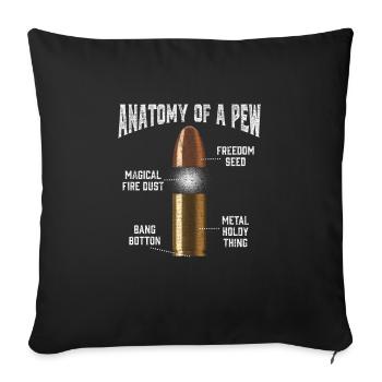 Ammo Pew Anatomy Funny Cartridge Gun - Sofa pillowcase 17,3'' x 17,3'' (45 x 45 cm) - black - Front