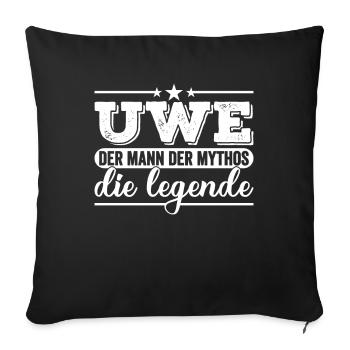 Uwe Namenstag Spruch Geschenk - Sofakissenbezug 45 x 45 cm - Schwarz - Vorne