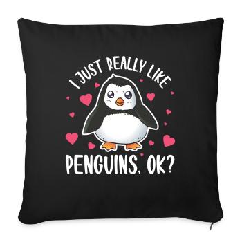 Pingouin - Housse de coussin décorative 45 x 45 cm - noir - Devant