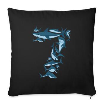 Cadeau de 7 ans de requin petit-enfant - Housse de coussin décorative 45 x 45 cm - noir - Devant