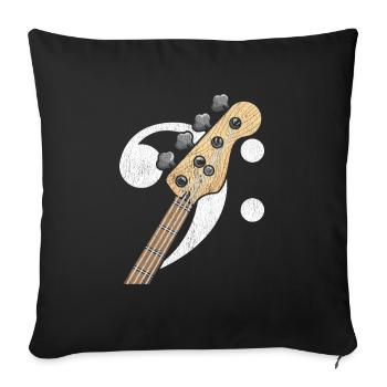 Bass clef guitar bass player bass player musician - Sofa pillowcase 17,3'' x 17,3'' (45 x 45 cm) - black - Front