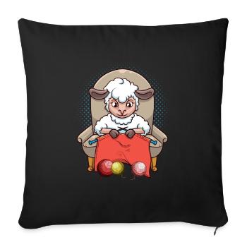 Sweet crochet knitting sheep animal lover - Sofa pillowcase 17,3'' x 17,3'' (45 x 45 cm) - black - Front