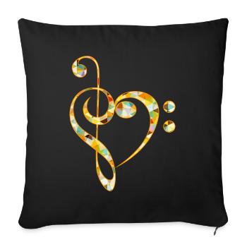 Bass key music heart musical instrument musician - Sofa pillowcase 17,3'' x 17,3'' (45 x 45 cm) - black - Front
