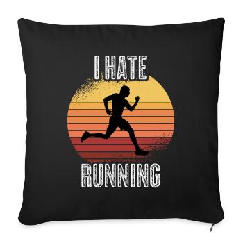 Coureur de course marathon cadeau drôle - Housse de coussin décorative 45 x 45 cm - noir - Devant