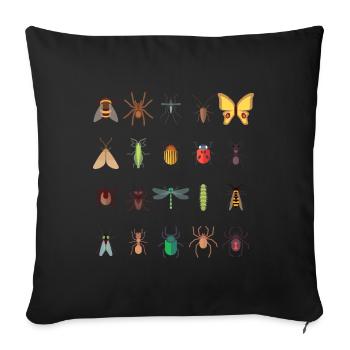 Entomologie de dessin de collectionneur d'insectes - Housse de coussin décorative 45 x 45 cm - noir - Devant