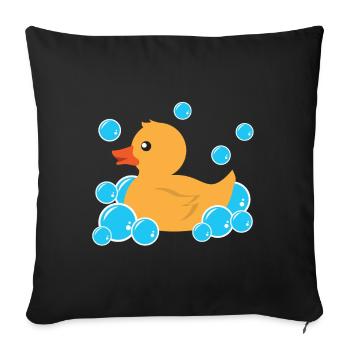 Cute yellow rubber duck bathtub toy - Sofa pillowcase 17,3'' x 17,3'' (45 x 45 cm) - black - Front