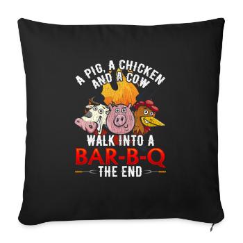 Humour barbecue drôle blague porc poulet vache barbecue - Housse de coussin décorative 45 x 45 cm - noir - Devant