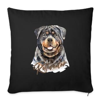 Idée cadeau chien Rottweiler - Housse de coussin décorative 45 x 45 cm - noir - Devant