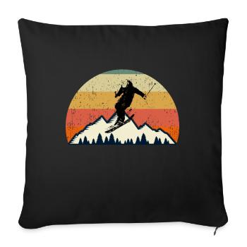 Ski Berge Retro Vintage Geschenk - Sofakissenbezug 45 x 45 cm - Schwarz - Vorne