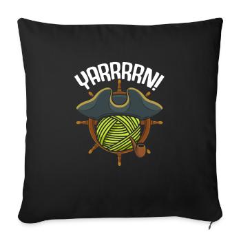 Knitting pirate humor crochet yarn hobby - Sofa pillowcase 17,3'' x 17,3'' (45 x 45 cm) - black - Front
