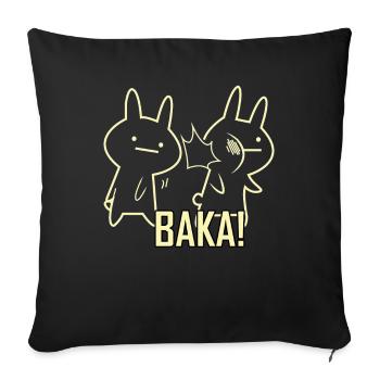 Lustige Kaninchen Baka - Sofakissenbezug 45 x 45 cm - Schwarz - Vorne