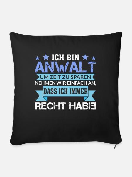 Anwalt - Sofakissenbezug 45 x 45 cm - Schwarz