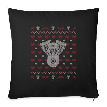 Chandail de Noël laid d'accordeur de moteur automatique - Housse de coussin décorative 45 x 45 cm - noir - Devant