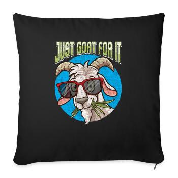 Chèvres drôles face à la ferme d'élevage d'animaux de ferme - Housse de coussin décorative 45 x 45 cm - noir - Devant