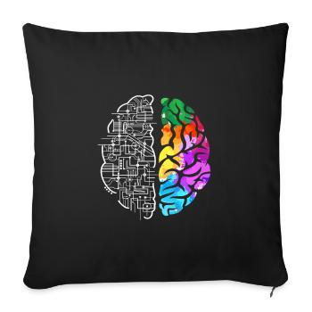 Art de la science du cerveau coloré - Housse de coussin décorative 45 x 45 cm - noir - Devant