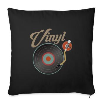 Vinyl Record Turntable Music Record DJ - Sofa pillowcase 17,3'' x 17,3'' (45 x 45 cm) - black - Front
