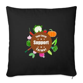 Les agriculteurs bio locaux soutiennent les amateurs de légumes - Housse de coussin décorative 45 x 45 cm - noir - Devant