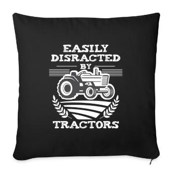 Ferme d'amour drôle de tracteur agricole - Housse de coussin décorative 45 x 45 cm - noir - Devant