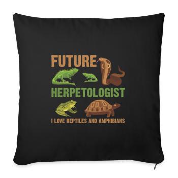Futur herpétologue amateur de reptiles amphibiens - Housse de coussin décorative 45 x 45 cm - noir - Devant