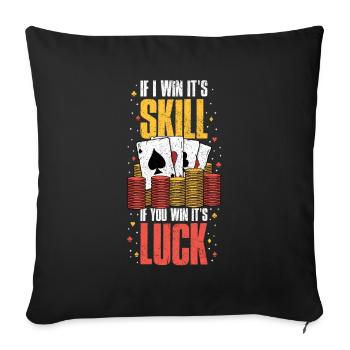 Cadeau de joueur de poker drôle de poker - Housse de coussin décorative 45 x 45 cm - noir - Devant
