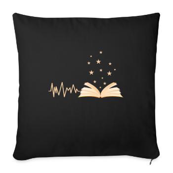 Book reader heartbeat bookworm librarian - Sofa pillowcase 17,3'' x 17,3'' (45 x 45 cm) - black - Front