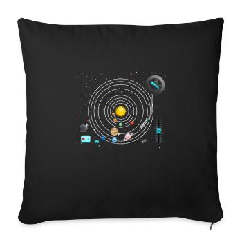 Astronomy Planets Vinyl Record Player DJ - Housse de coussin décorative 45 x 45 cm - noir - Devant