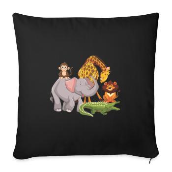 Cute safari African zoo animal lover - Sofa pillowcase 17,3'' x 17,3'' (45 x 45 cm) - black - Front