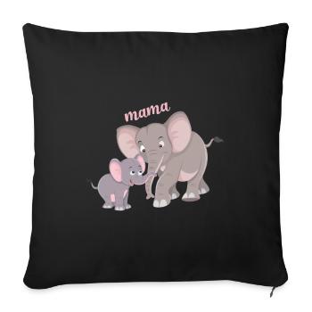 Niedliche Elefanten Mama Kind Bindung - Sofakissenbezug 45 x 45 cm - Schwarz - Vorne