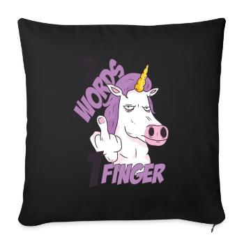 2 Wörter 1 Finger Pferd - Einhorn Fuck You - Sofakissenbezug 45 x 45 cm - Schwarz - Vorne