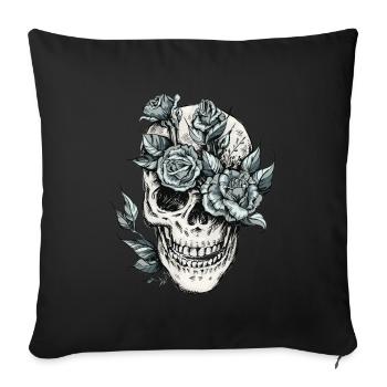 Skull skull with flowers gift idea - Sofa pillowcase 17,3'' x 17,3'' (45 x 45 cm) - black - Front
