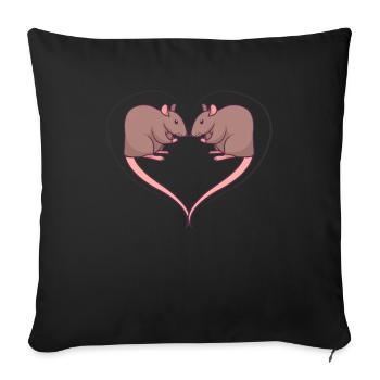Rats love funny gift - Sofa pillowcase 17,3'' x 17,3'' (45 x 45 cm) - black - Front