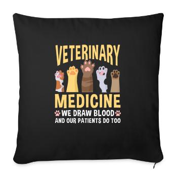 Veterinary medicine animal cat paws veterinarian - Sofa pillowcase 17,3'' x 17,3'' (45 x 45 cm) - black - Front