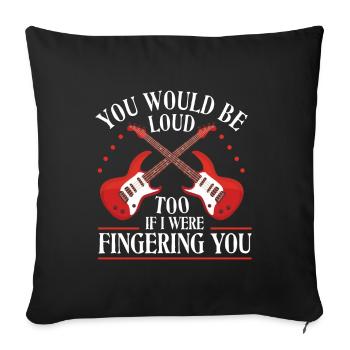 Funny bass guitar player. Crazy bass player - Sofa pillowcase 17,3'' x 17,3'' (45 x 45 cm) - black - Front