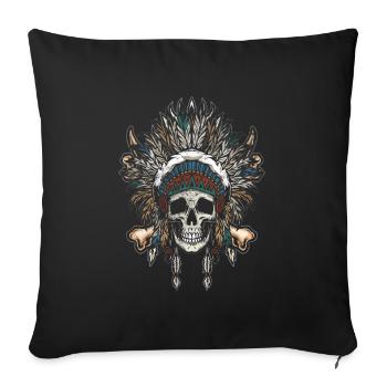 Histoire de squelette de crâne de chef amérindien - Housse de coussin décorative 45 x 45 cm - noir - Devant