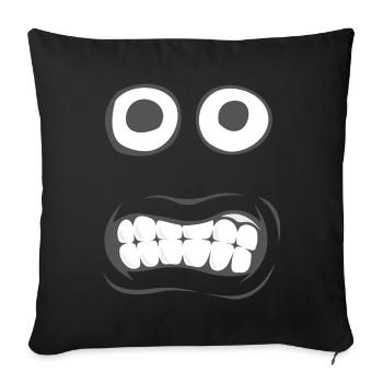 Crazy Cartoon Face Monster Peur Peur Peur Peur - Housse de coussin décorative 45 x 45 cm - noir - Devant