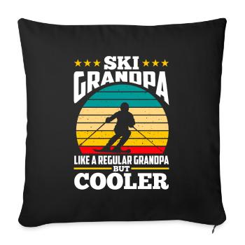 Vintage Ski Opa Cooler Skifahrer Großvater - Sofakissenbezug 45 x 45 cm - Schwarz - Vorne