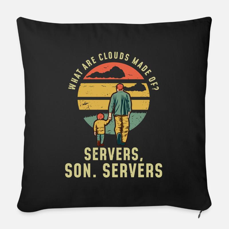 Programmeur Père et fils Cloud Server - Housse de coussin décorative 45 x 45 cm - noir