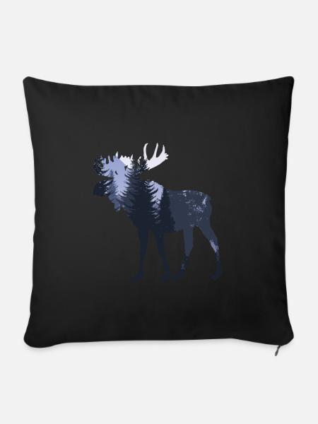 Elch - Sofakissenbezug 45 x 45 cm - Schwarz