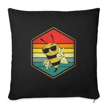 Vintage abeille abeille conscience miel - Housse de coussin décorative 45 x 45 cm - noir - Devant
