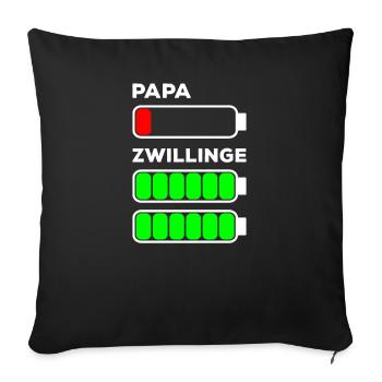 Papa Zwillinge Vater Akku leer Batterie Lustig - Sofakissenbezug 45 x 45 cm - Schwarz - Vorne