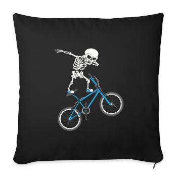 Dabbing Skeleton mtb Bicycle BMX Fun - Sofa pillowcase 17,3'' x 17,3'' (45 x 45 cm) - black - Front