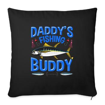 Father son angler fisherman fishing fan fish - Sofa pillowcase 17,3'' x 17,3'' (45 x 45 cm) - black - Front