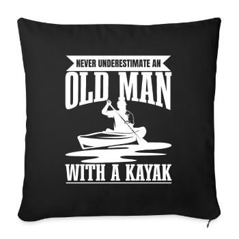 Never Understimate An Old Man With A Kayak - Canoë - Housse de coussin décorative 45 x 45 cm - noir - Devant