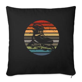 Patin à roues alignées sport patineur vintage patins à roues alignées - Housse de coussin décorative 45 x 45 cm - noir - Devant