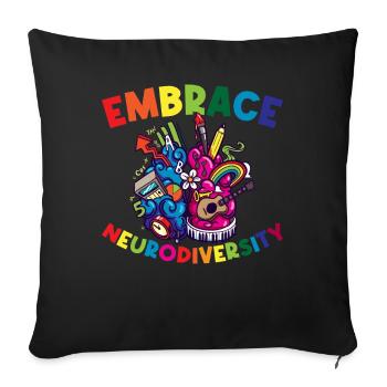 Embrace Neurodiversity ADHD Gift - Sofa pillowcase 17,3'' x 17,3'' (45 x 45 cm) - black - Front