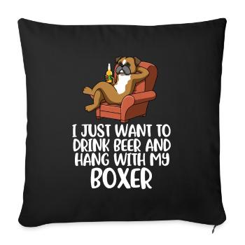 Beer And Boxer Boxer Dog Gift - Sofa pillowcase 17,3'' x 17,3'' (45 x 45 cm) - black - Front