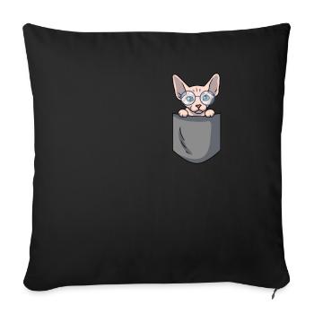 Sphynx Cat Pocket Sphynx Cat Gift - Sofa pillowcase 17,3'' x 17,3'' (45 x 45 cm) - black - Front