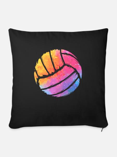 Volleyball Bunter Ball Spieler Volleyballerin - Sofakissenbezug 45 x 45 cm - Schwarz